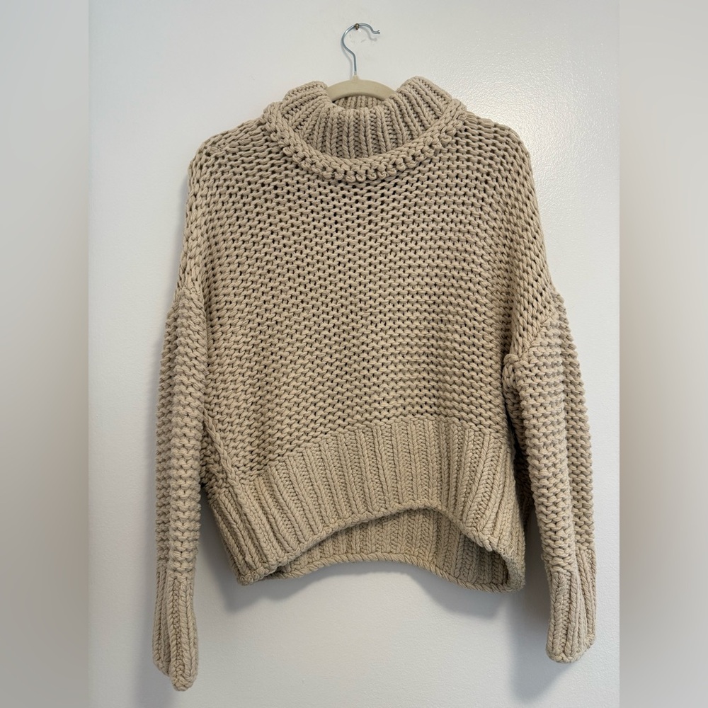 Free People Chunky Tan Knitted Sweater Small